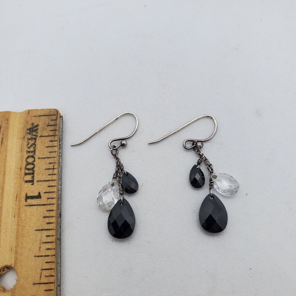 Sterling Silver and Glass Dangle Earrings 925